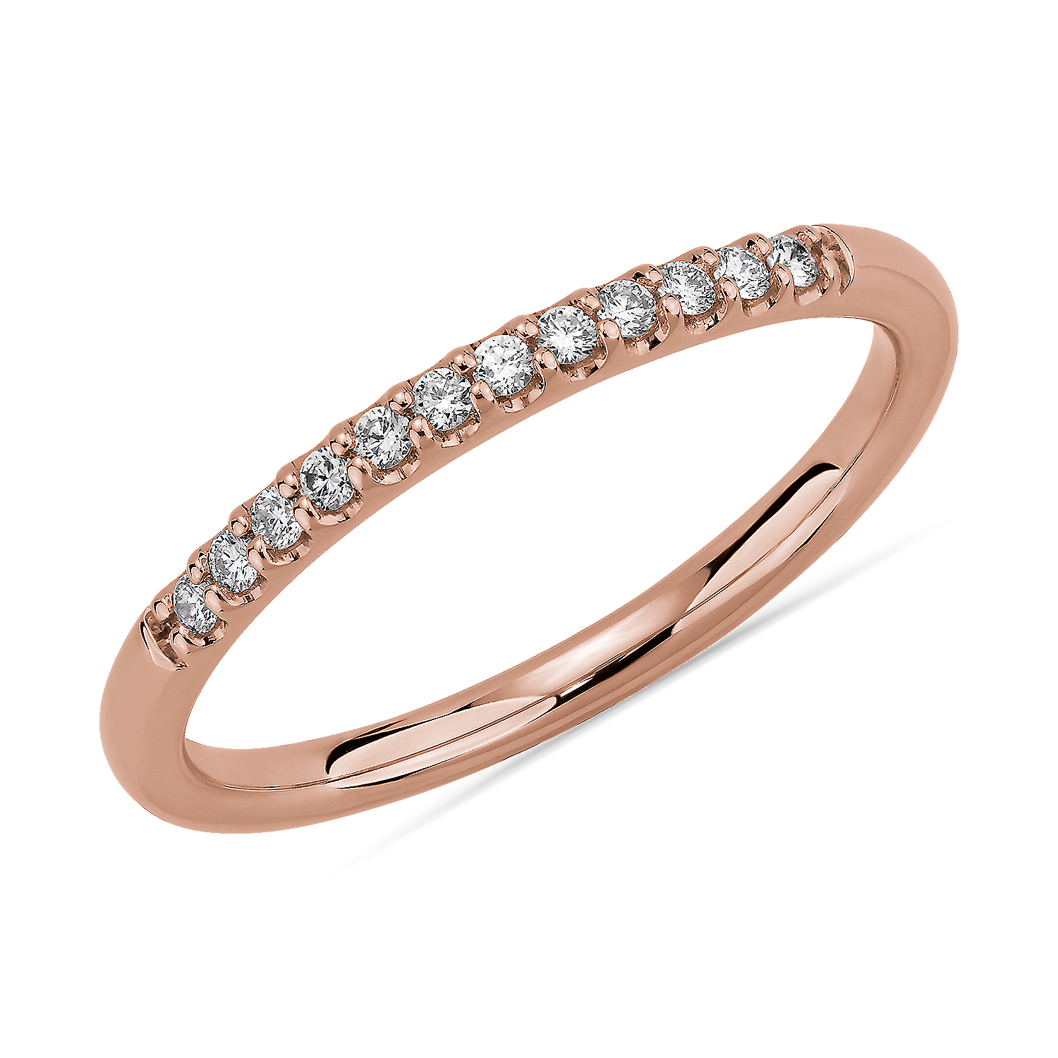 Petite Micropave Diamond Wedding Ring in 14k Rose Gold (1/10 ct. tw.)