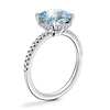 Petite Micropavé Hidden Halo Engagement Ring with Cushion Aquamarine in 14k White Gold (8mm)