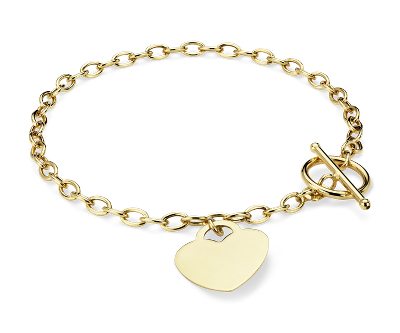 Petite Toggle Heart Tag Bracelet in 14k Yellow Gold | Blue Nile