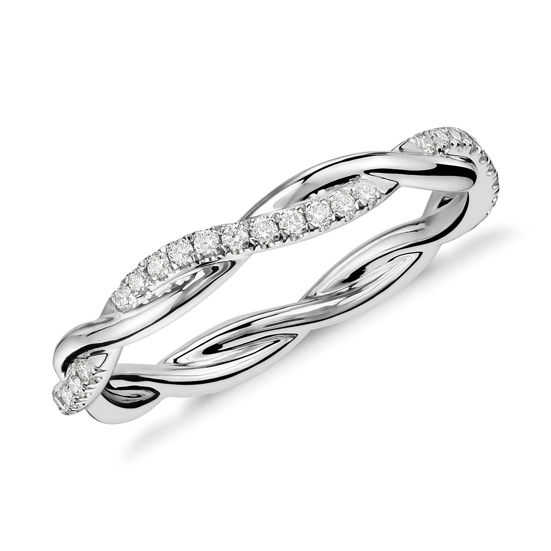 Petite Twist Diamond Engagement Ring in Platinum by Blue Nile