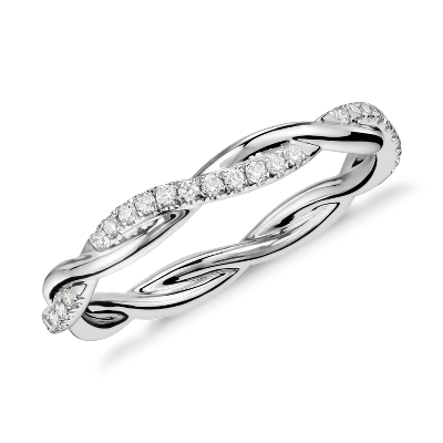 Petite Twist Diamond Eternity Ring in 14k White Gold (1/5