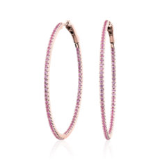 NEW Pink Sapphire Hoop Earring in 14k Rose Gold