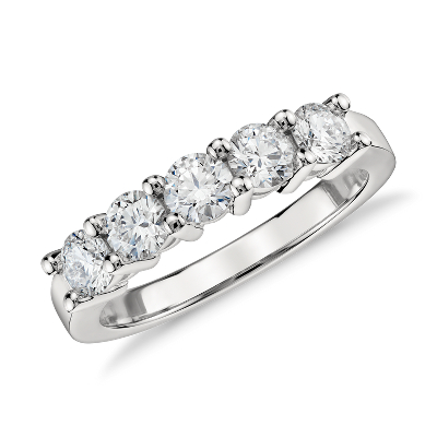 Blue Nile Signature Five Stone Diamond Ring in Platinum (1 ct. tw