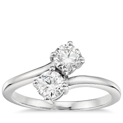 Blue Nile Signature Two-Stone Diamond Ring in Platinum (4/5 ct. tw ...