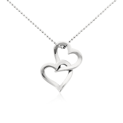 Double Heart Pendant in Platinum | Blue Nile