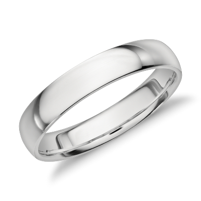 Mid weight Comfort Fit Wedding  Band  in Platinum 4mm 