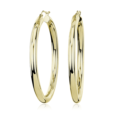 Polished Lightweight Tube Hoop In 14k Yellow Gold 4mm Blue Nile