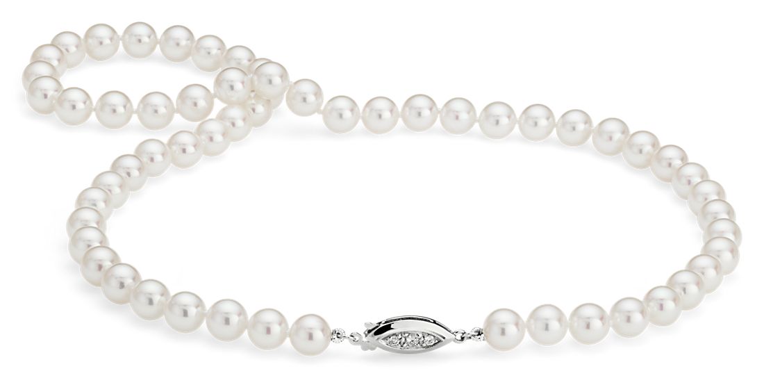 Premier Akoya Cultured Pearl Strand Necklace with 18k White Gold (7.0-7.5mm)