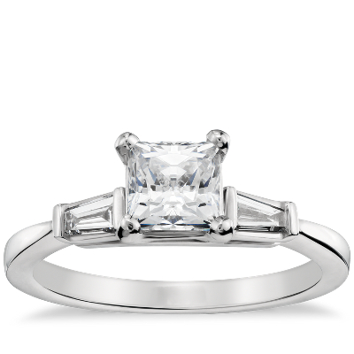 1 Carat Preset Princess-Cut Tapered Baguette Diamond