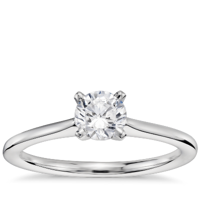 1 2 Carat Preset Petite Solitaire Engagement Ring In 14k White Gold Blue Nile