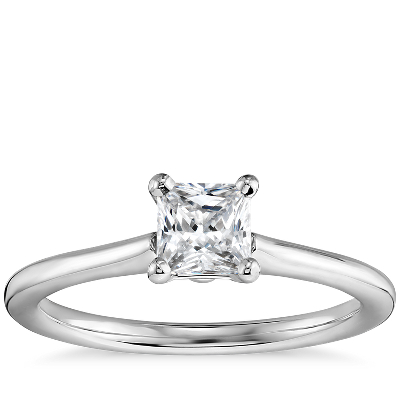 1/2 Carat Preset Princess-Cut Petite Solitaire Engagement Ring in 14k ...
