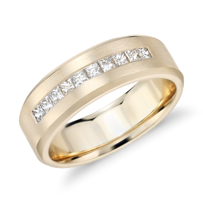 Princess-Cut Channel-Set Diamond Wedding Ring in 14k Yellow Gold (1/2 ...