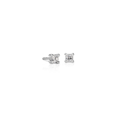 Princess Cut Diamond Stud Earrings In 18k White Gold 1 4 Ct Tw