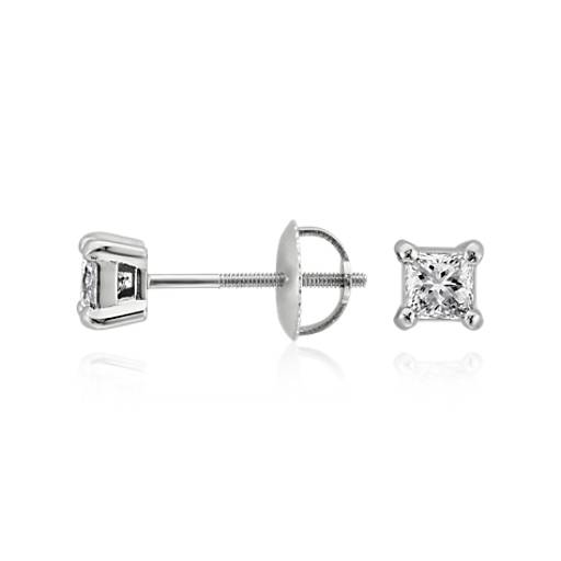 Princess-Cut Diamond Stud Earrings in 18k White Gold (1/2 ct. tw