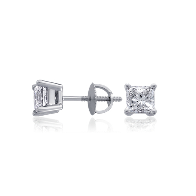 Princess-Cut Diamond Stud Earrings in Platinum (1 1/2 ct. tw.) | Blue Nile