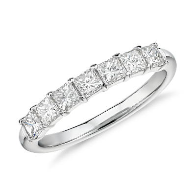 Seven Stone Princess Cut Diamond Ring in 18k White Gold (1 ct. tw ...