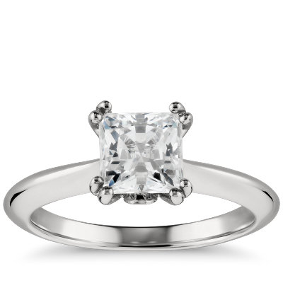 Princess-Cut Surprise Diamond Solitaire Engagement Ring in Platinum ...