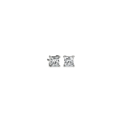 Princess Cut Diamond Stud Earrings In 14k White Gold 1 2 Ct Tw