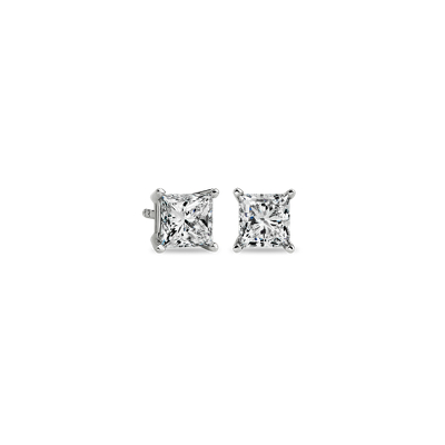 Princess Cut Diamond Stud Earrings In 14k White Gold 1 1 2 Ct Tw