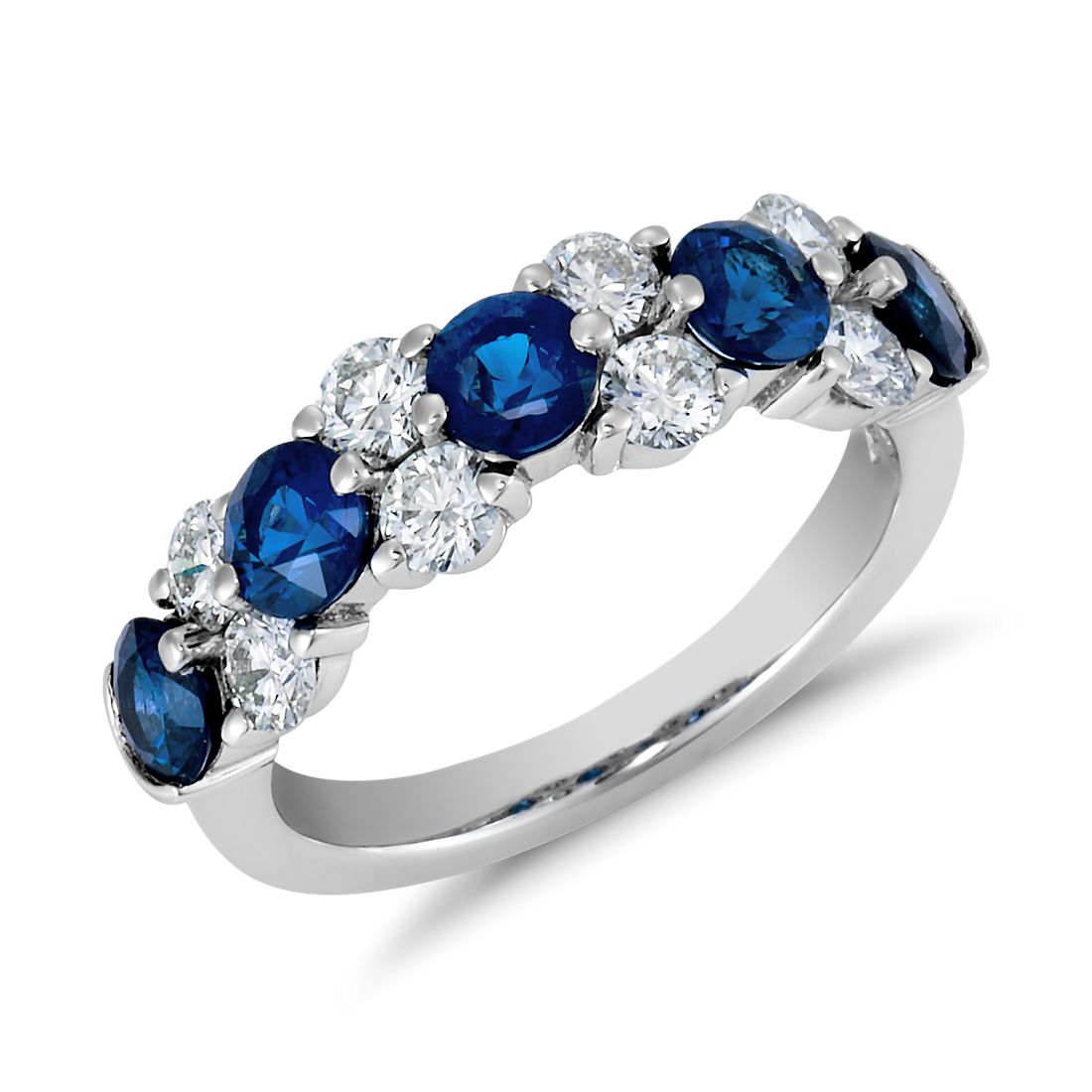 Classic Sapphire and Diamond Garland Ring in Platinum 