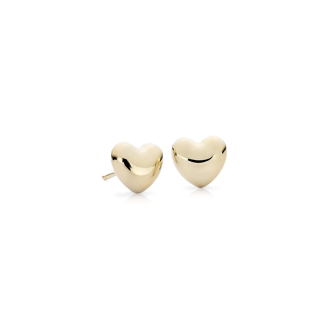 Puff Heart Stud Earrings in 14k Yellow Gold