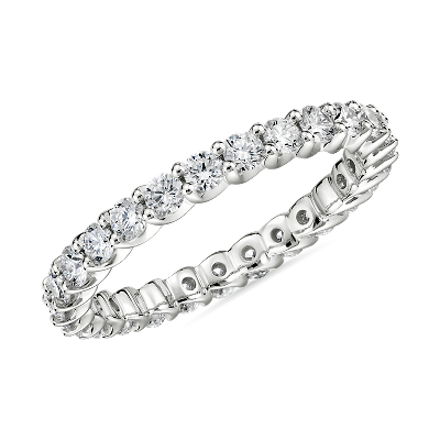 Ribbon Profile Diamond Eternity Ring in 18k White Gold- H/SI2 (1 ct. tw ...