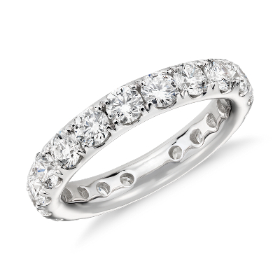 Riviera Pavé Diamond Eternity Ring in 18k White Gold - H / VS2 (2.5 ct ...