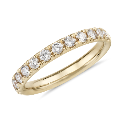 Riviera Pave Diamond Ring In 18k Yellow Gold 1 2 Ct Tw Blue Nile