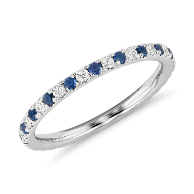 Riviera Micropavé Sapphire and Diamond Eternity Ring in 34k White ...