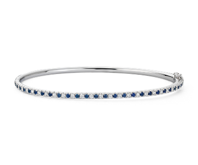 Riviera PavÃ© Sapphire and Diamond Bangle Bracelet in 14k