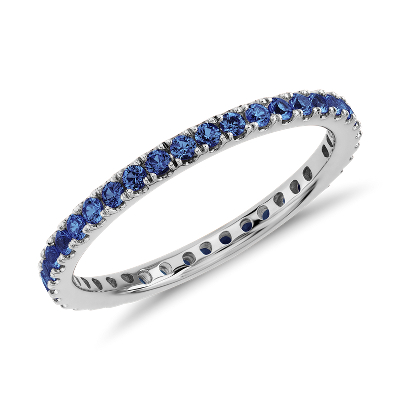 Riviera Pave Sapphire Eternity Ring In 18k White Gold Blue Nile