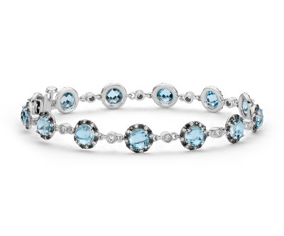 Blue Topaz and Diamond Bracelet in 14k White Gold | Blue Nile