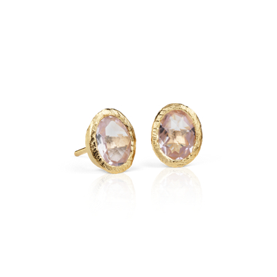 Rose de France Amethyst Stud Earrings in 18k Yellow Gold Vermeil | Blue ...