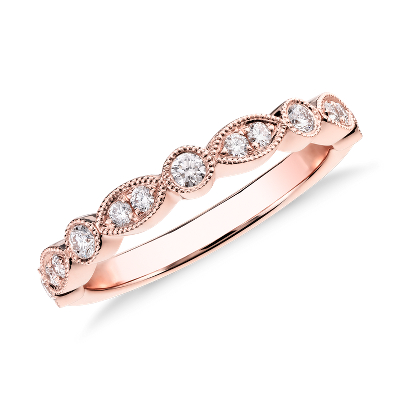 Milgrain Marquise And Dot Diamond Ring In 14k Rose Gold Blue Nile
