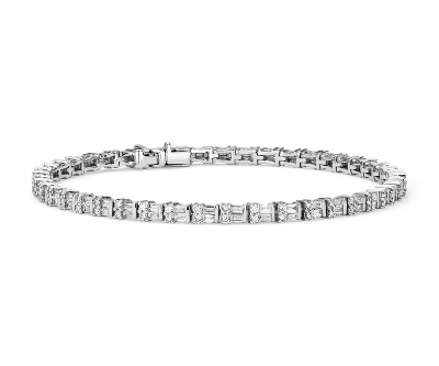 Baguette And Round Diamond Bracelet