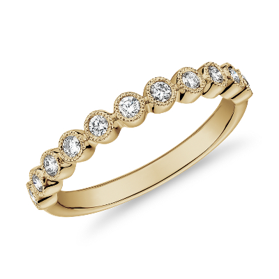 Round Dot Milgrain Diamond Ring In 14k Yellow Gold 1 4 Ct Tw