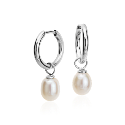 pearl earrings hoop sterling round silver freshwater 5mm cultured drop bluenile