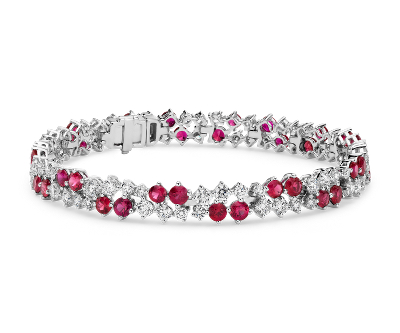 Ruby and Diamond Scatter Bracelet- 18k White Gold | Blue Nile