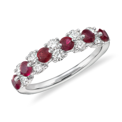 Ruby And Diamond Garland Ring In 18k White Gold 1 2 Ct Tw