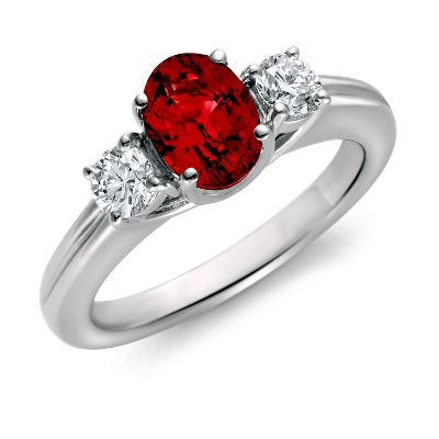 Ruby and Diamond Ring in 18k White Gold (8x6mm) | Blue Nile