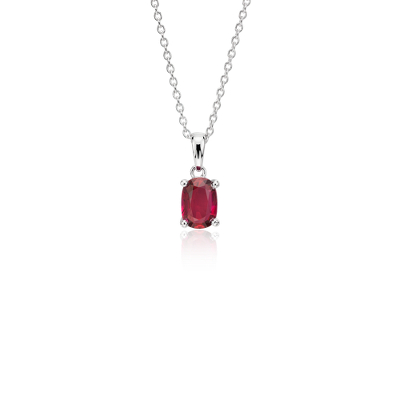 Oval Solitaire Ruby Pendant in 18k White Gold (7x5mm) | Blue Nile