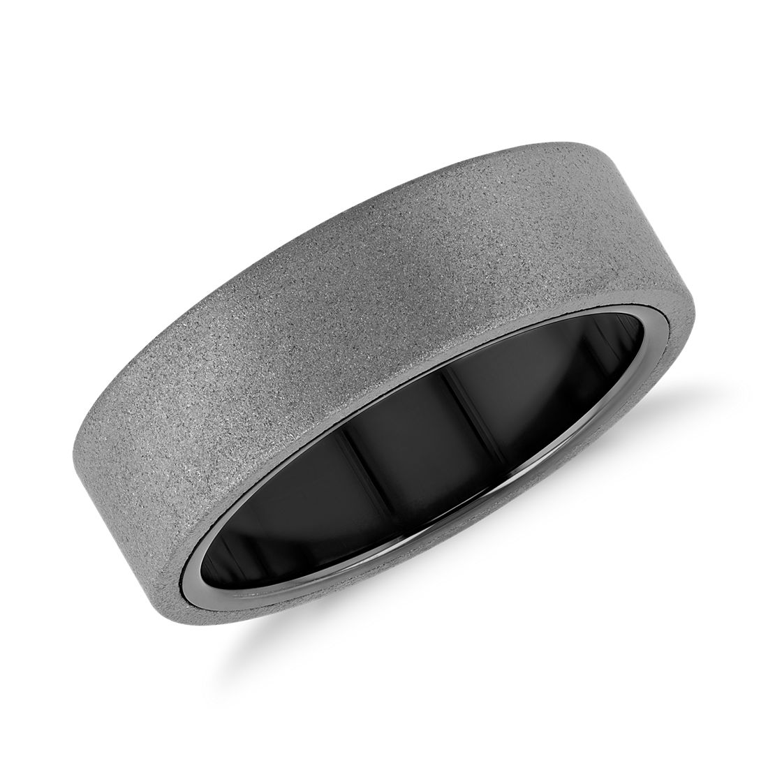 碳化鎢及黑色鎢噴沙噴沙潤飾結婚戒指（7 毫米）