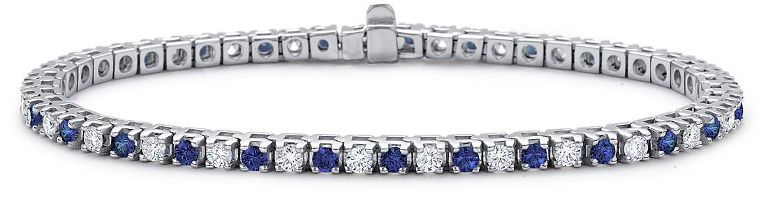 Sapphire And Diamond Bracelet In 18k White Gold 1 1 2 Ct Tw Blue Nile