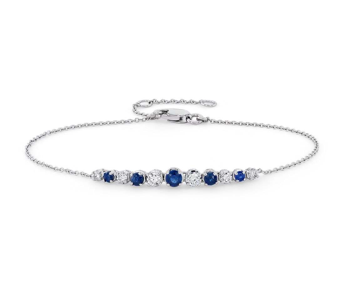 Sapphire bracelet Sapphire and Diamond Graduated Curve Bracelet in 14k White Gold | Blue Nile  HK