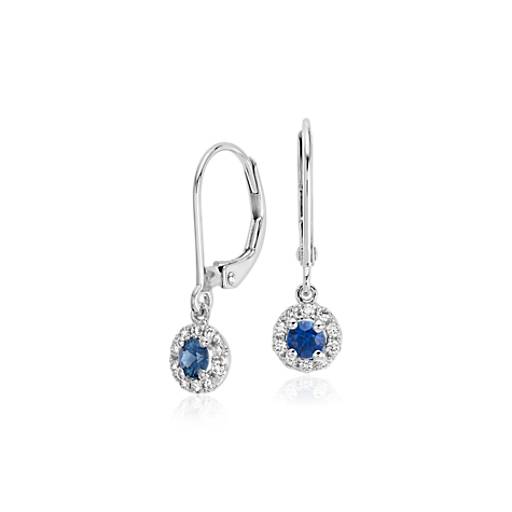Sapphire and Diamond Drop Earrings in 14k White Gold (3mm) | Blue Nile