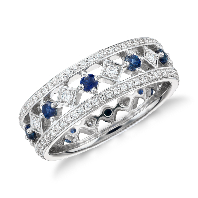 Gala Sapphire and Diamond Eternity Ring in 18k White Gold