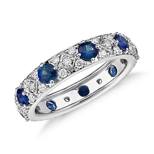 Starlight Sapphire and Diamond Eternity Ring in 18k White Gold | Blue Nile