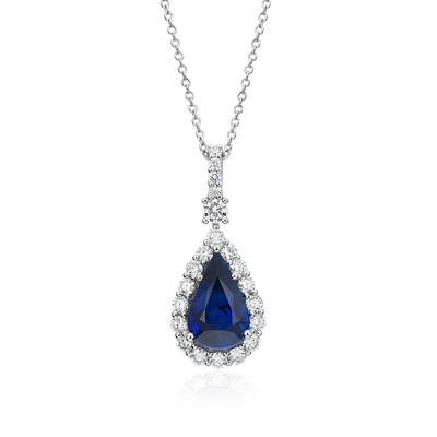 Blue Nile Clarity Enhanced Diamonds : Sapphire and Diamond Drop Pendant in 18k White Gold | Blue : So, let's get rid of them.