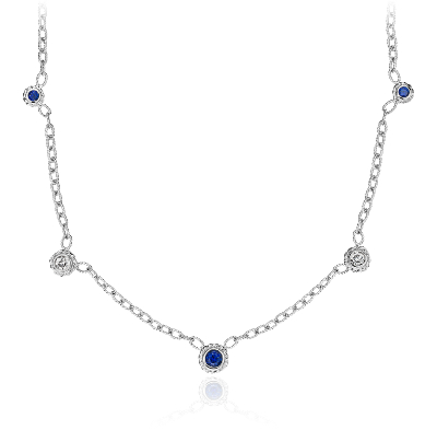 Sapphire and Diamond Bezel Necklace 14k White Gold (3.5mm) | Blue Nile