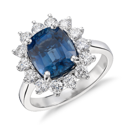 Sapphire and Diamond Ring in 18k White Gold (4.02 ct. center) | Blue Nile